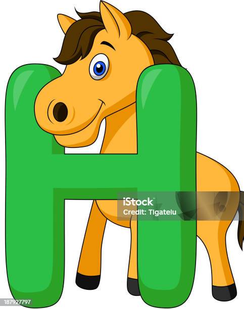 Alfabeto H Com Cavalo Mulher - Arte vetorial de stock e mais imagens de Alfabeto - Alfabeto, Amizade, Animal