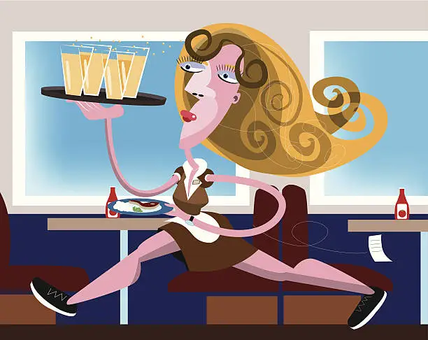 Vector illustration of Waitress