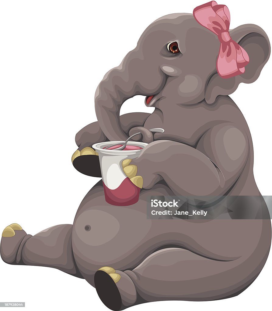 Elefante ingere Iogurte - Royalty-free Comida arte vetorial