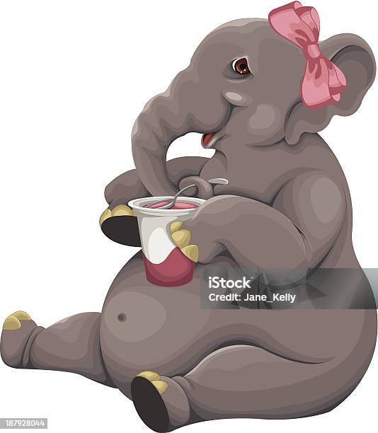 Elefante Ingere Iogurte - Arte vetorial de stock e mais imagens de Comida - Comida, Grande, Ilustração