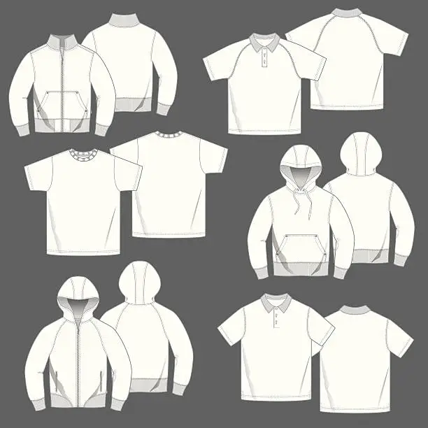 Vector illustration of Mens Casual Top Fashion Templates