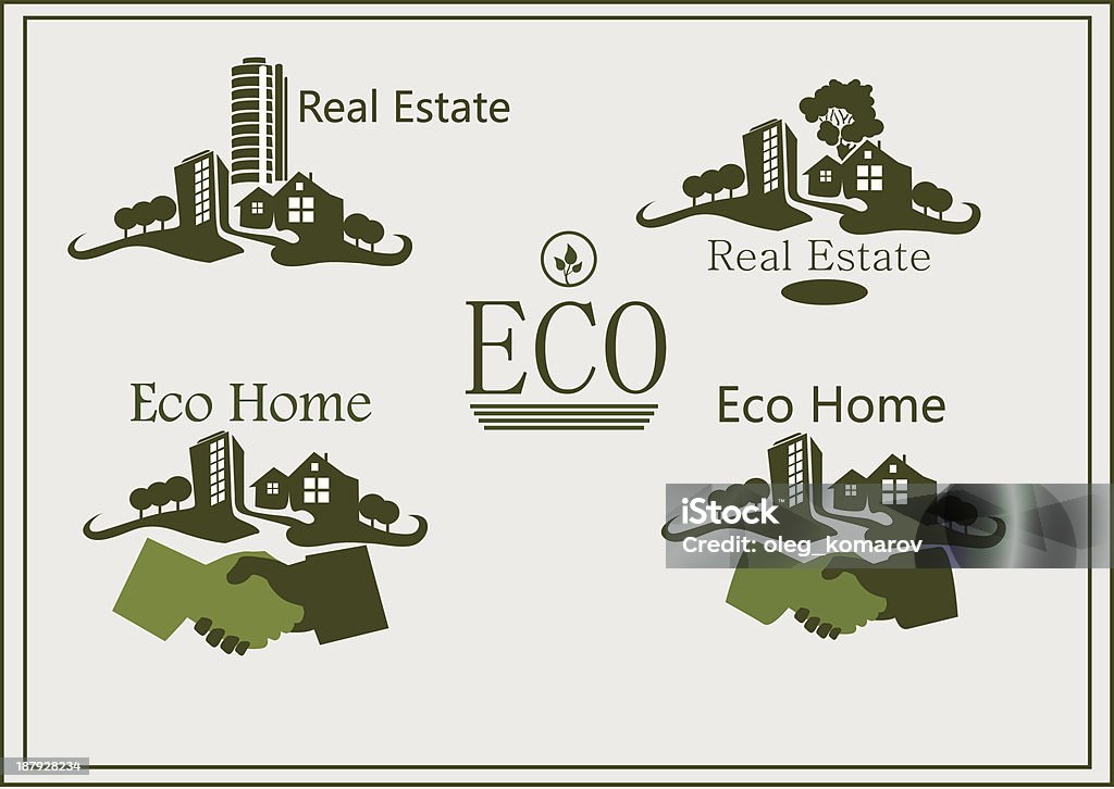 Inmobiliaria logotipo eco su hogar. - arte vectorial de Abstracto libre de derechos