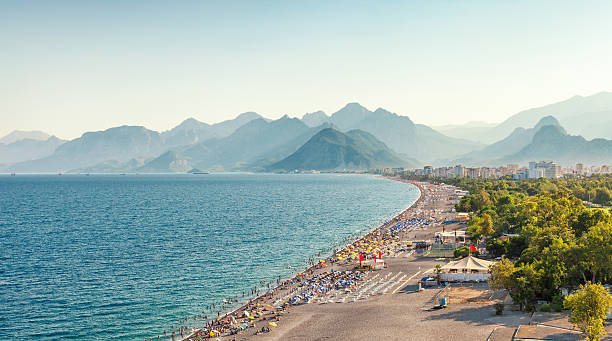 istock Aerial View Of Beach, Mountains And Trees 187928549