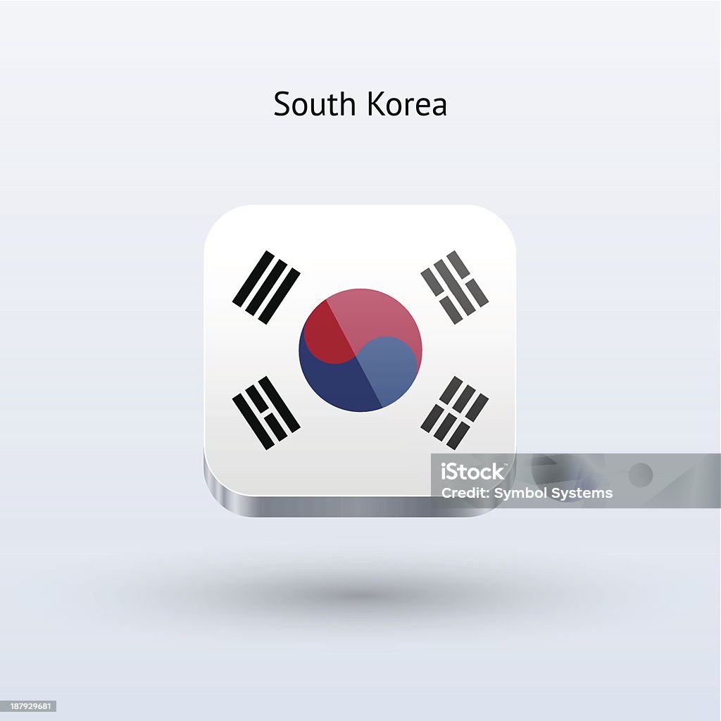 South Korea Flag Icon The illustration was completed March 14, 2013 and created in Adobe Illustrator CS6. Clip Art stock vector