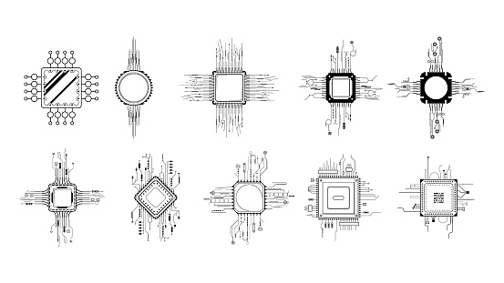 Lay Out Line Computer Science Set Abstract Collection Black Simple Line Cpu Computer Technology ...