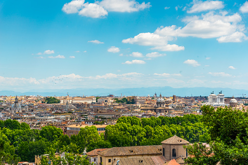 Rome aerial cityscape view from Pincio Hill - Rome, Italy