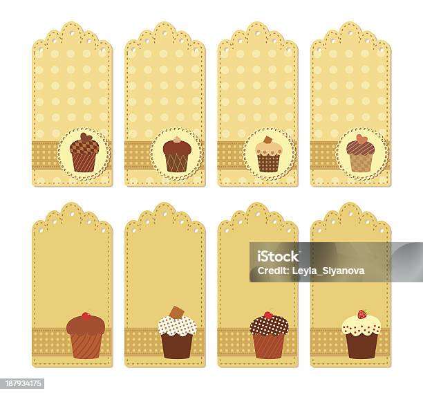 Muffin Tagi Kolekcji - Stockowe grafiki wektorowe i więcej obrazów Brązowy - Brązowy, Ciasto, Cukier