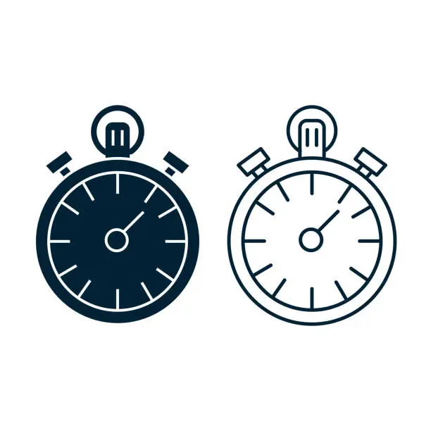 Vector illustration of Stopwatch flat and line icon. Isolated vector illustration.