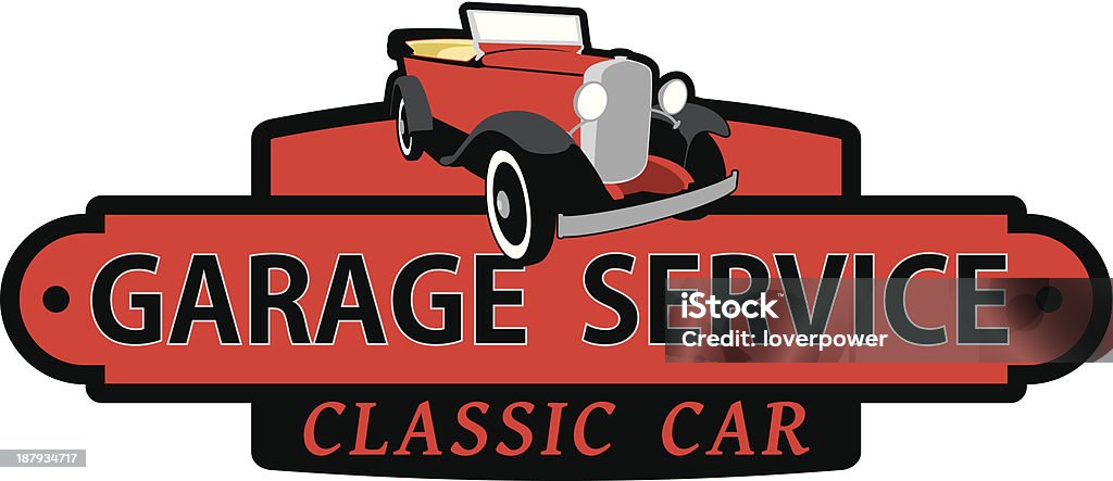 Garage service classic car Vector for singboard of garage service classic car 1920-1929 stock vector