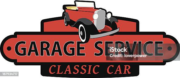 Garage Service Classic Car Stock Illustration - Download Image Now - 1920-1929, Sign, Store