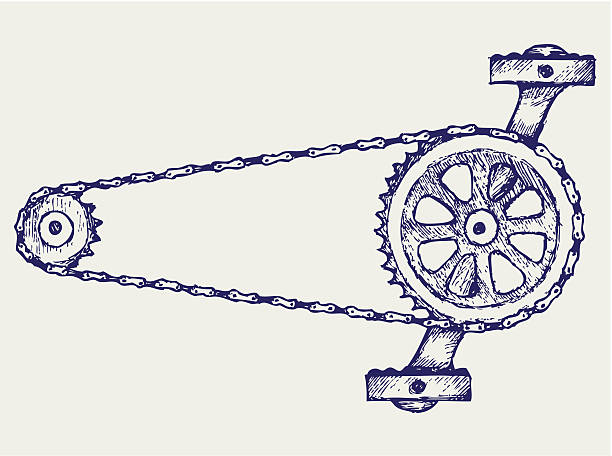 Chain gears Chain gears. Doodle style chainring stock illustrations