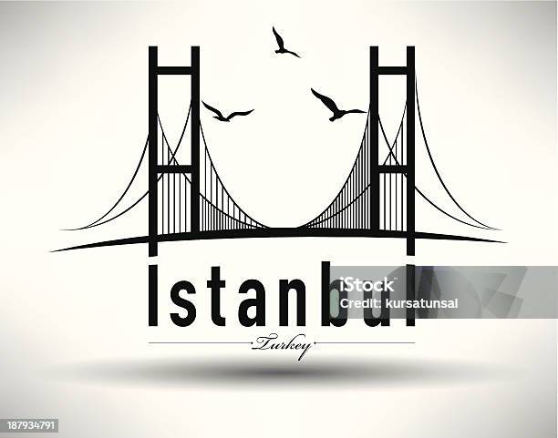 Modern Istanbul Typography Design Stock Illustration - Download Image Now - Istanbul, Bosphorus, Bridge - Built Structure