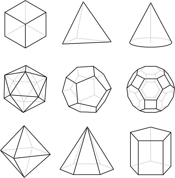 geometrische einfarbig - geometric shape pyramid shape three dimensional shape platonic solid stock-grafiken, -clipart, -cartoons und -symbole