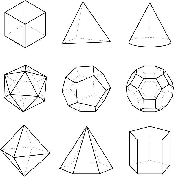 기하 고형물 - geometric shape pyramid shape three dimensional shape platonic solid stock illustrations