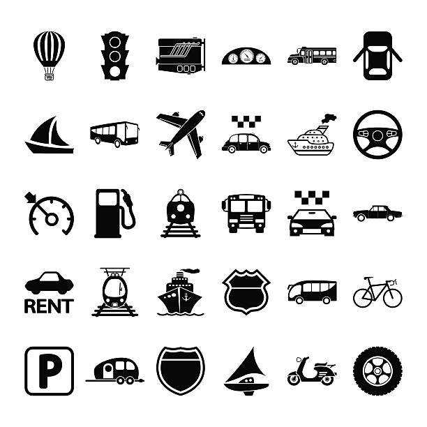 transport zestaw ikon. - taxi sign public transportation sign station stock illustrations