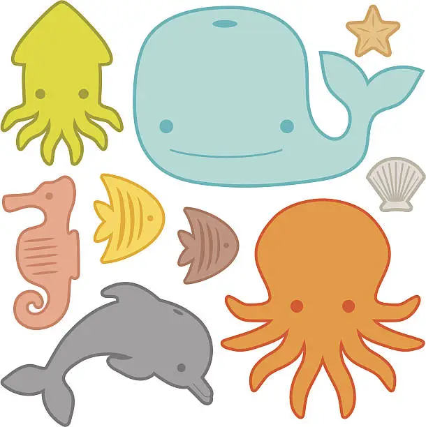 Vector illustration of Creatures Under the Sea