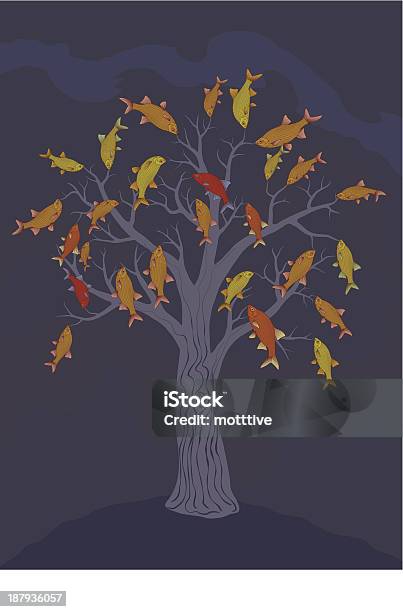 Tree Fish Pattern Fish Tree Vector Drawing Stock Illustration - Download Image Now ...