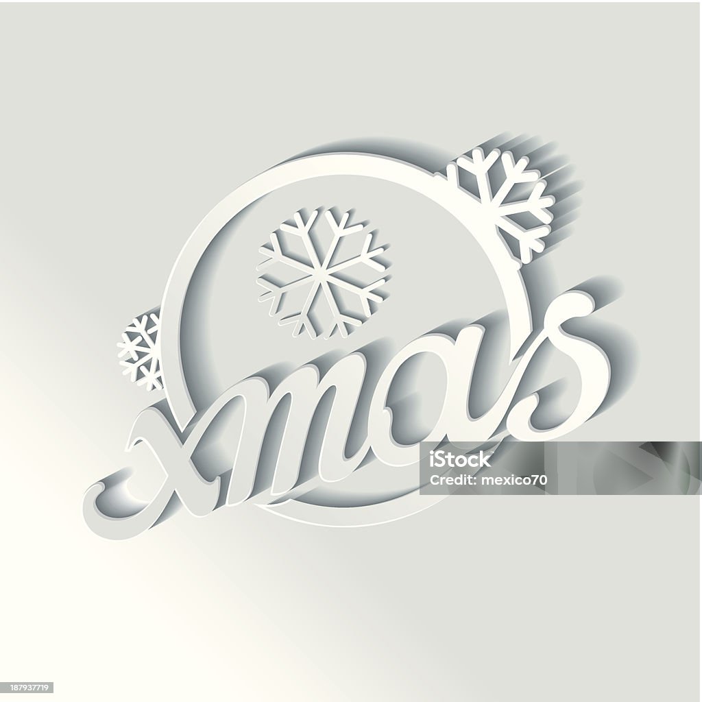 Stylisé blanc Noël avec effet 3D avec caractères en métal - clipart vectoriel de Calligraphie libre de droits