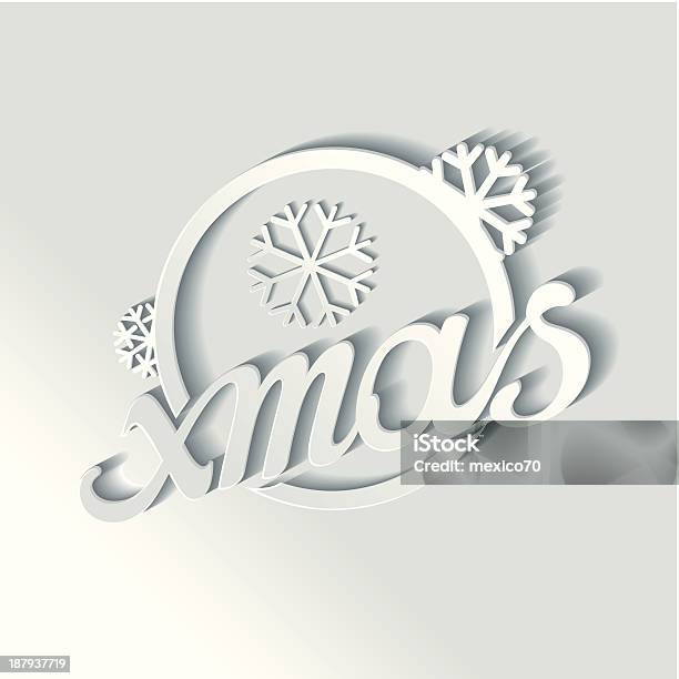 Bianco Natale Stilizzato Scritta Con Effetto 3d - Immagini vettoriali stock e altre immagini di Calligrafia - Calligrafia, Festività pubblica, Fiocco di neve