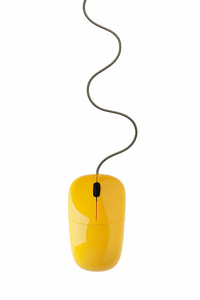 желтый компьютерная мышь - проводной стоковые фото и изображения