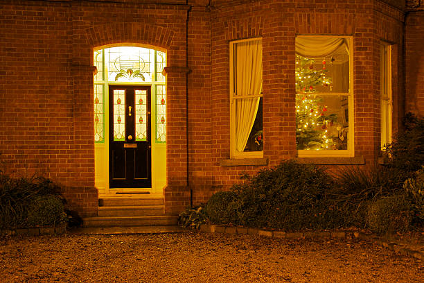 istock Decorated Dublin house at Christmas; night 187938666