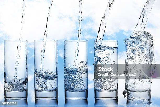 Empty To Full Stock Photo - Download Image Now - Drinking Glass, Water, Glass - Material