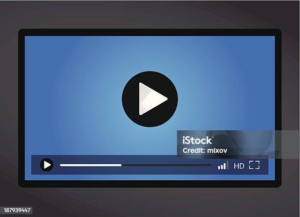 Video Player For Web Minimalistic Design Stock Illustration - Download Image Now - Backgrounds, Blue, Computer