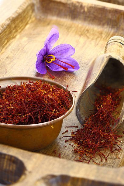 istock Dried saffron spice and flower 187940481