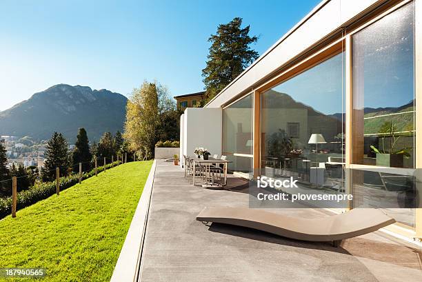 Beautiful Modern House Outdoor Stock Photo - Download Image Now - Concrete, Patio, Architecture