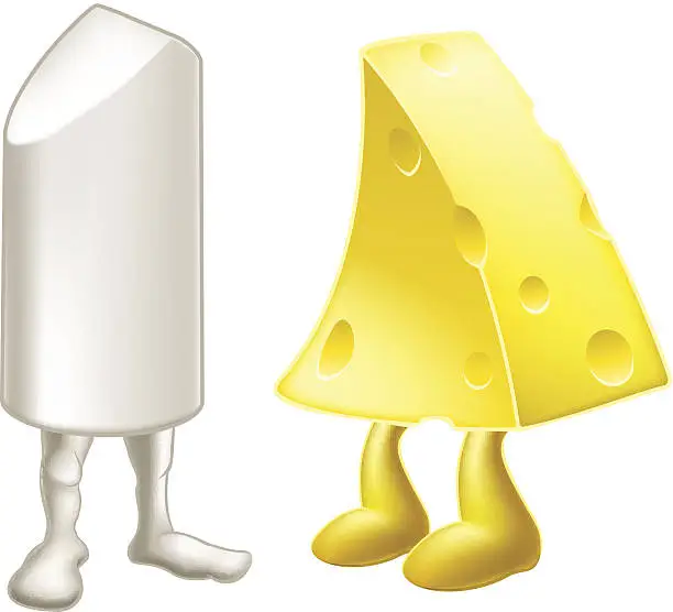 Vector illustration of Chalk and cheese characters