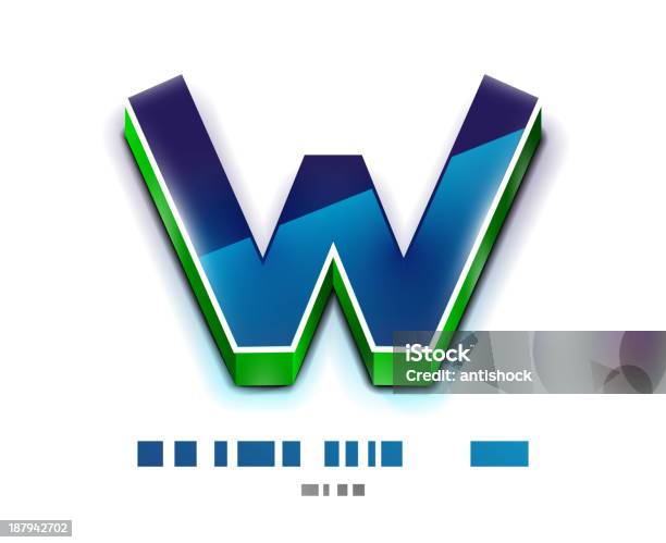 Vector 3d Letter W Stock Illustration - Download Image Now - Alphabet, Alphabetical Order, Blue