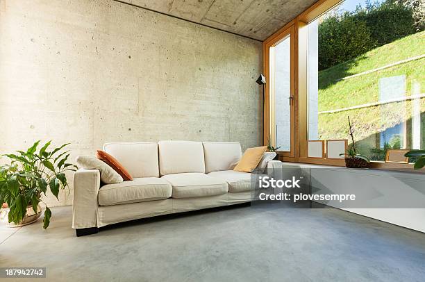 The Living Room Of A Modern Home With A White Sofa Stock Photo - Download Image Now - Architecture, Beauty, Ceiling