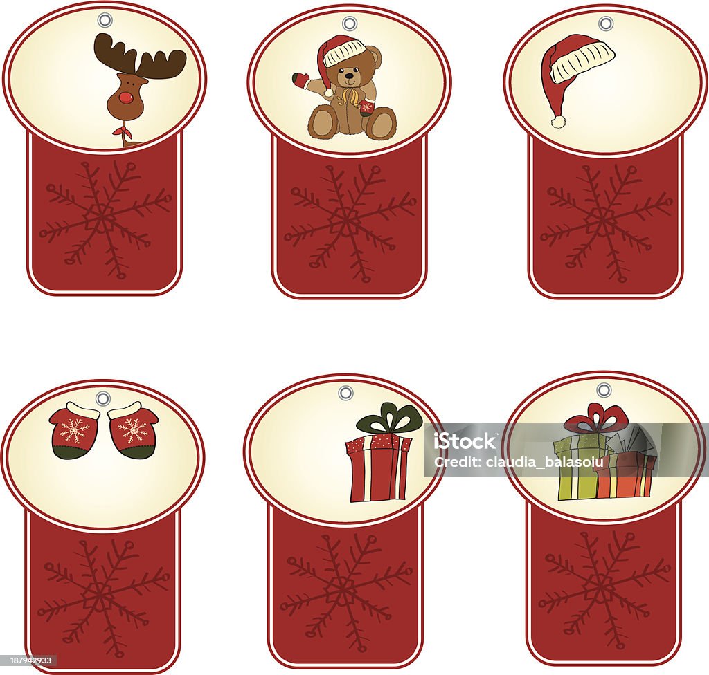 Etiquetas de Navidad - arte vectorial de Abeto Picea libre de derechos