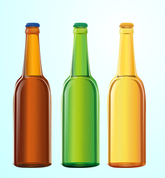 beer bottles three vector bottles with beer kvass stock illustrations
