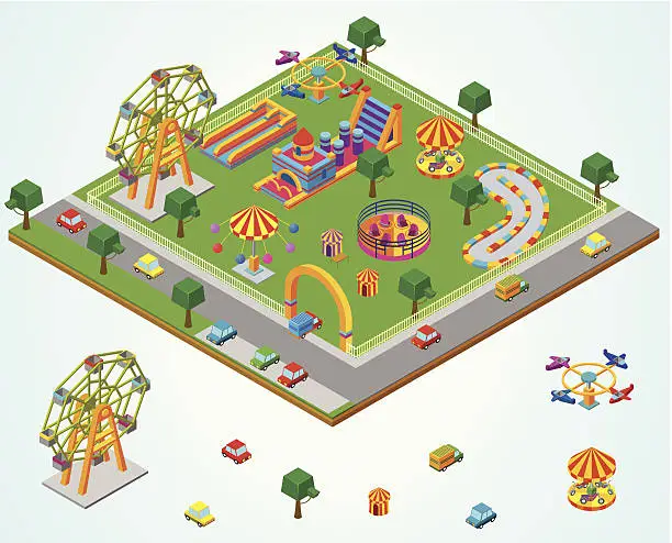 Vector illustration of isometric Carnival