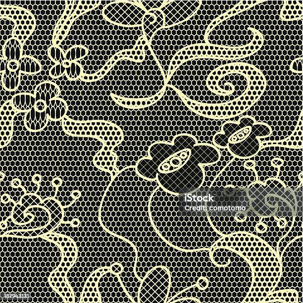 Tessuto Di Pizzo Nero Vettoriale Seamless Pattern - Immagini vettoriali stock e altre immagini di Arte - Arte, Arti e mestieri, Colore nero