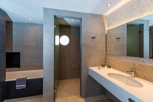 istock Design of modern luxury bathroom interior. 1879447773