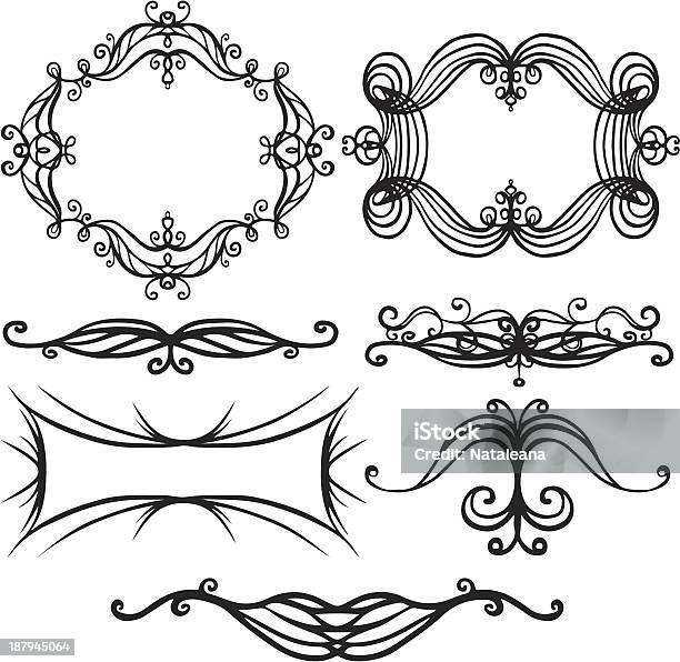 Set Of Border Frames And Vignettes Stock Illustration - Download Image Now - Abstract, Art, Backgrounds