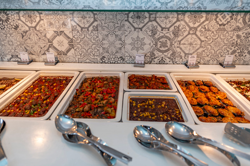 Catering buffet food in luxury restaurant.