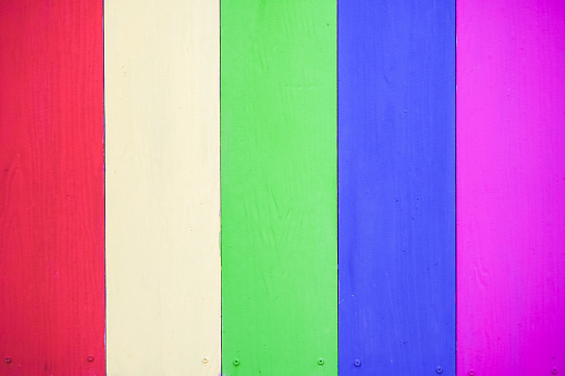Wood planks painted like a LGBT flag. Sexual diversity. Rainbow colors. Rainbow flag, a symbol for the LGBT community.