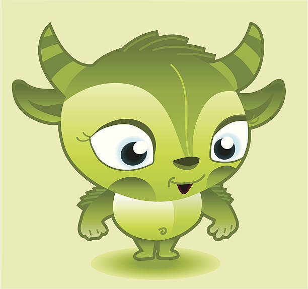 kleine grüne devil. - dekorative stock-grafiken, -clipart, -cartoons und -symbole