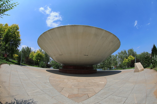 Luannan County - June 6, 2019: Bowl sculpture in the park, Luannan County, Hebei Province, China
