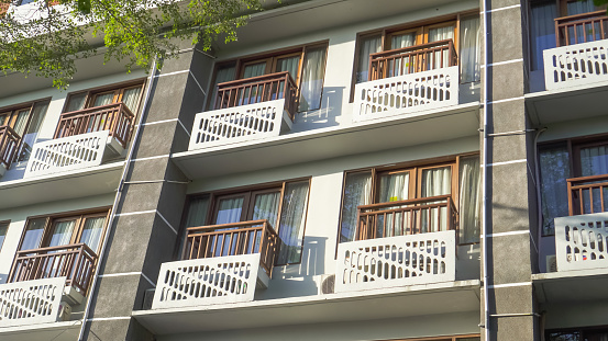 Facade in a apartment buildings in Milan, Italy