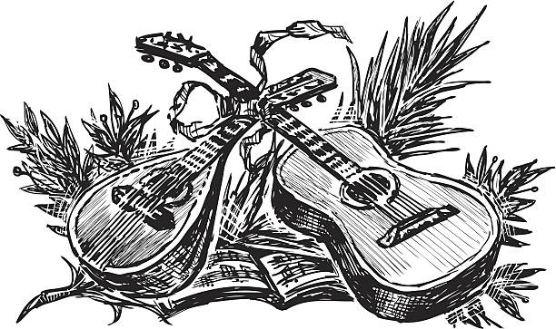 mandoline und gitarre - mandoline stock-grafiken, -clipart, -cartoons und -symbole