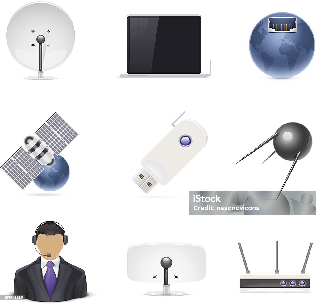 Conjunto de iconos de vector de conexión a internet - arte vectorial de Ancho de banda libre de derechos