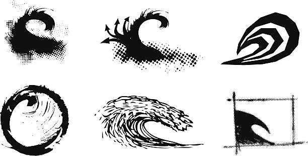 set of waves vector art illustration