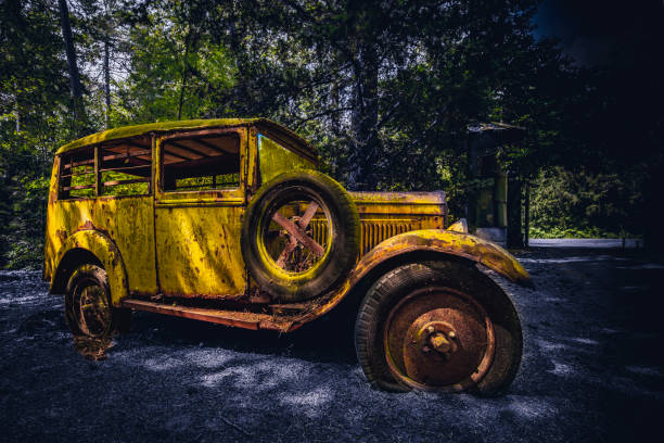 istock The abandoned old golden car. 1879493494