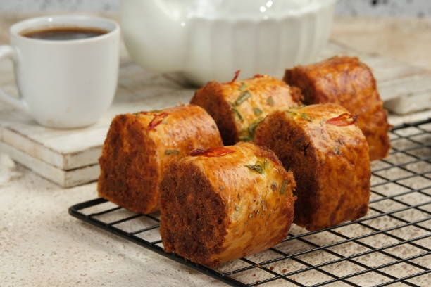 roti abon gulung or Floss Roll Bread Rolls,Asian style bakery pastry treats, sweet and savory