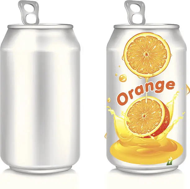 Vector illustration of Can with orange juice.