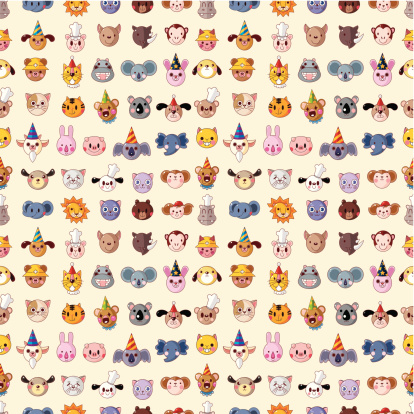 Seamless Animal Face Pattern Stock Illustration - Download Image Now ...